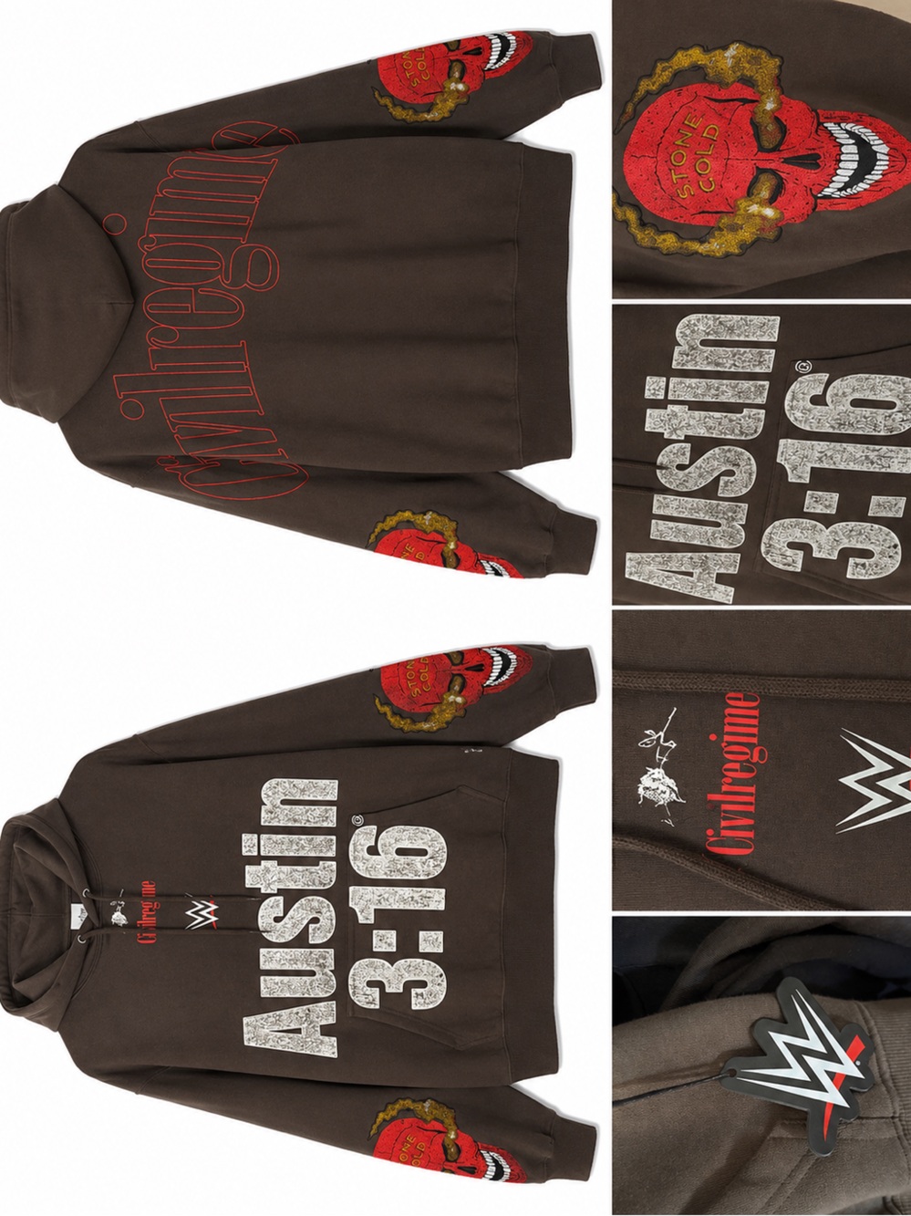 Civil Regime x WWE “Austin 3:16” Hoodie – Brown – NWT
